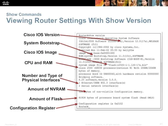 Show Commands Viewing Router Settings With Show Version Cisco IOS