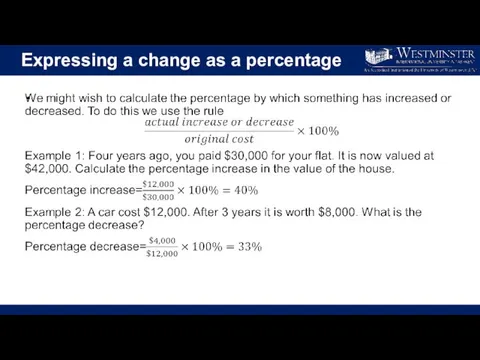 Expressing a change as a percentage