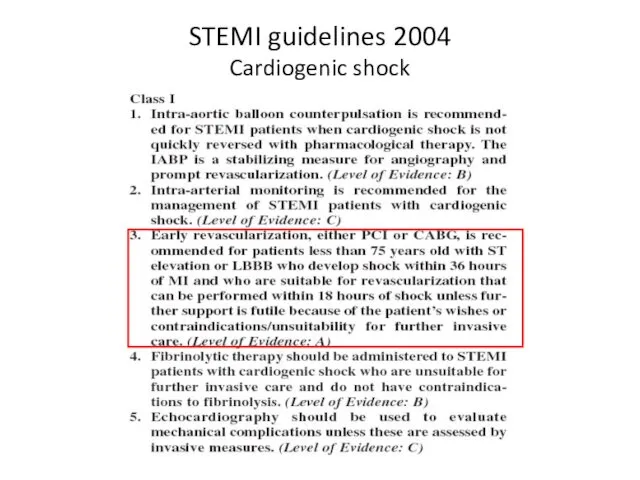 STEMI guidelines 2004 Cardiogenic shock