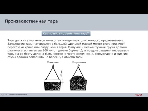 Производственная тара Как правильно заполнять тару? Тара должна заполняться только