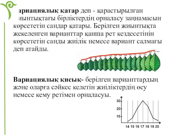 Вариациялық қатар деп - қарастырылған жиынтықтағы бірліктердің орналасу заңнамасын көрсететін