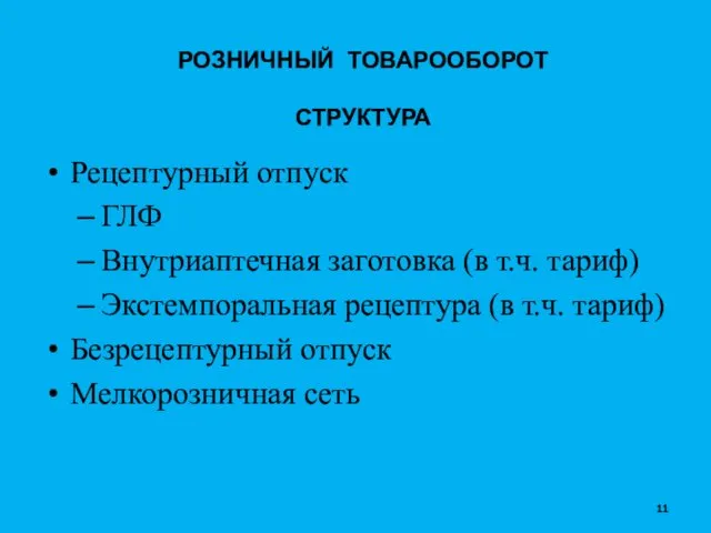 Рецептурный отпуск ГЛФ Внутриаптечная заготовка (в т.ч. тариф) Экстемпоральная рецептура