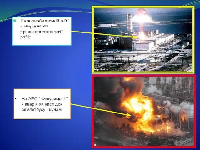 На чорнобильській АЕС – аварія через прошення технології робіт На АЕС “ Фокусима