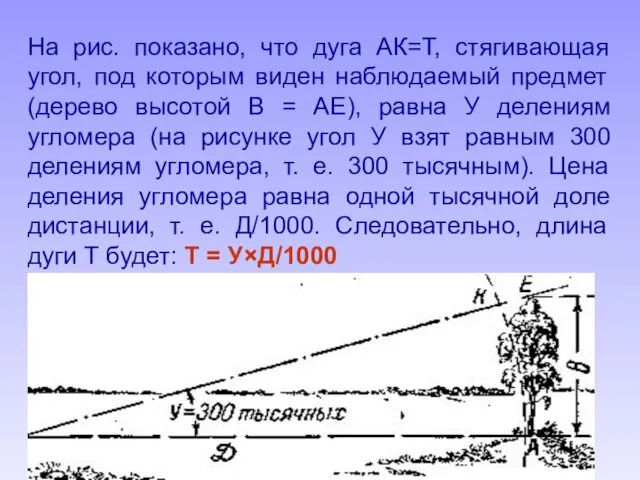 На рис. показано, что дуга АК=Т, стягивающая угол, под которым