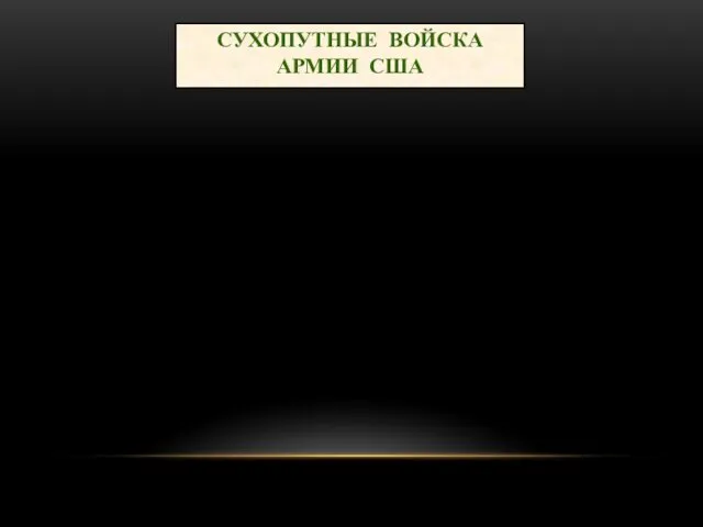 СУХОПУТНЫЕ ВОЙСКА АРМИИ США Пехота (Мотопехота) Броне-танковые войска Полевая и