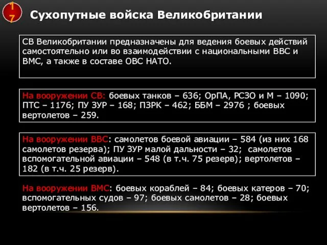 СВ Великобритании предназначены для ведения боевых действий самостоятельно или во