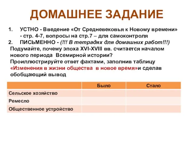 УСТНО - Введение «От Средневековья к Новому времени» - стр.