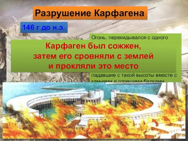 Огонь, перекидывался с одного дома на другой. Из рушащихся зданий "вместе с камнями