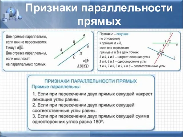 Признаки параллельности прямых