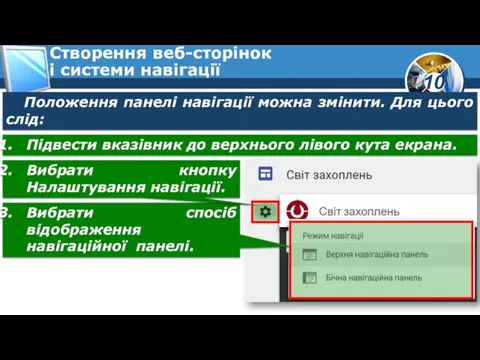 Створення веб-сторінок і системи навігації Положення панелі навігації можна змінити.