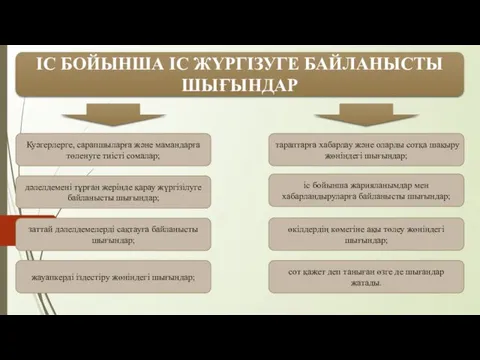 ІС БОЙЫНША ІС ЖҮРГІЗУГЕ БАЙЛАНЫСТЫ ШЫҒЫНДАР Куəгерлерге, сарапшыларға жəне мамандарға