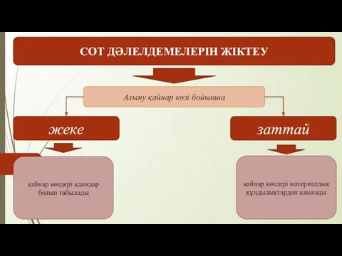 СОТ ДƏЛЕЛДЕМЕЛЕРІН ЖІКТЕУ Алыну қайнар көзі бойынша жеке заттай қайнар