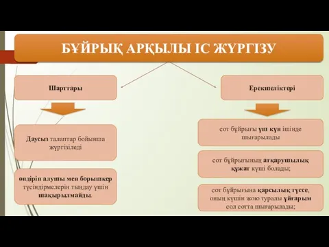 БҰЙРЫҚ АРҚЫЛЫ ІС ЖҮРГІЗУ Шарттары Ерекшеліктері Даусыз талаптар бойынша жүргізіледі