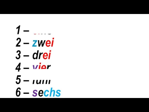 1 – eins 2 – zwei 3 – drei 4