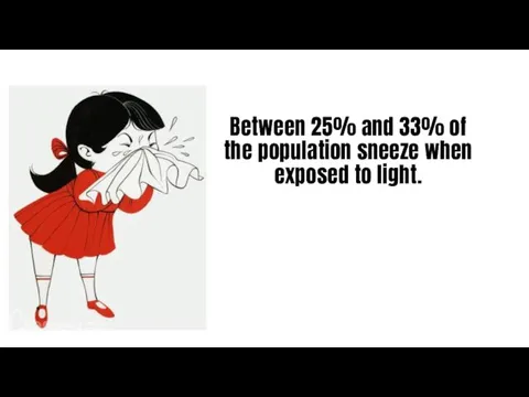 Between 25% and 33% of the population sneeze when exposed to light.