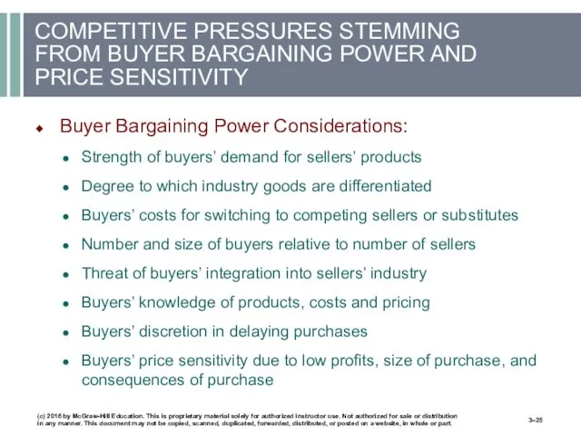 COMPETITIVE PRESSURES STEMMING FROM BUYER BARGAINING POWER AND PRICE SENSITIVITY