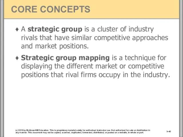 A strategic group is a cluster of industry rivals that