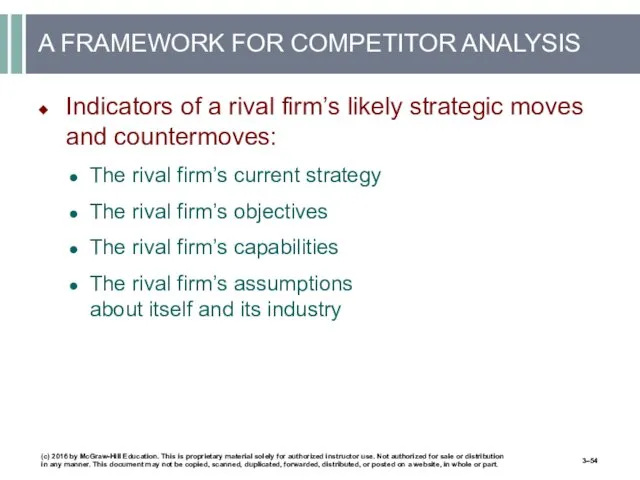 A FRAMEWORK FOR COMPETITOR ANALYSIS Indicators of a rival firm’s