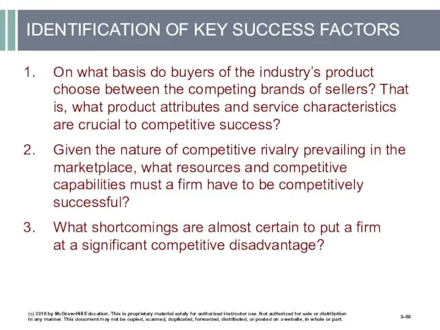 IDENTIFICATION OF KEY SUCCESS FACTORS On what basis do buyers