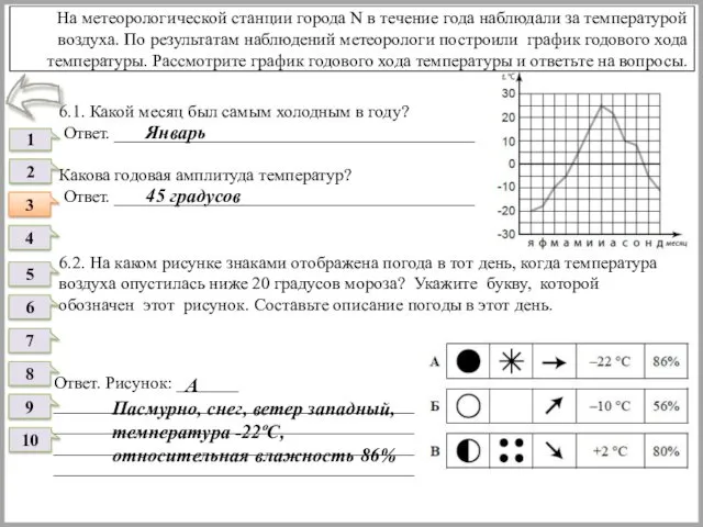 6.1. Какой месяц был самым холодным в году? Ответ. _________________________________________