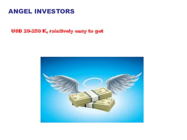 ANGEL INVESTORS USD 20-250 K, relatively easy to get