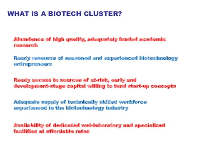 Abundance of high quality, adequately funded academic research Ready resource