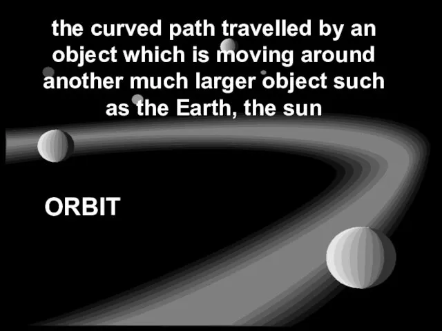 ORBIT the curved path travelled by an object which is