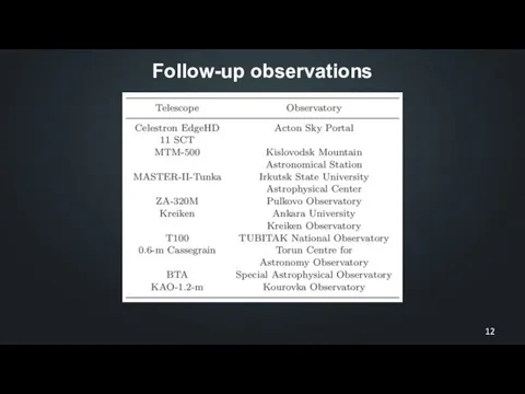 Follow-up observations