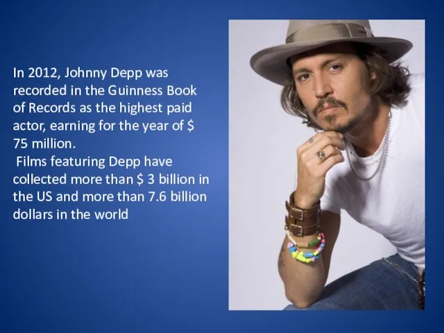 In 2012, Johnny Depp was recorded in the Guinness Book