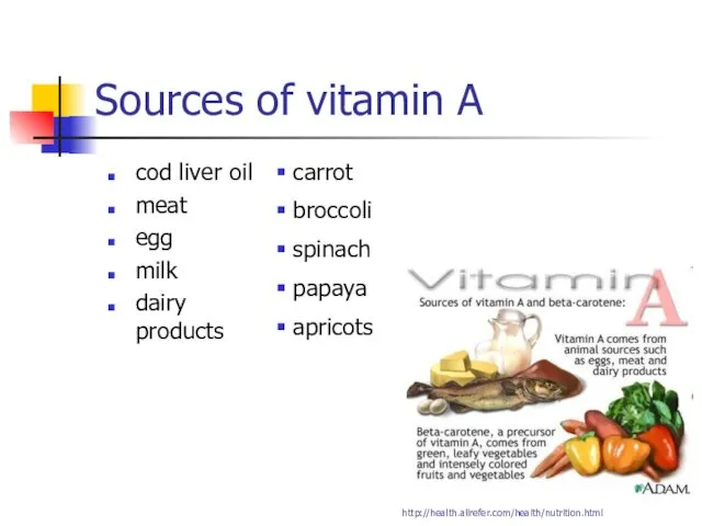 Sources of vitamin A cod liver oil meat egg milk