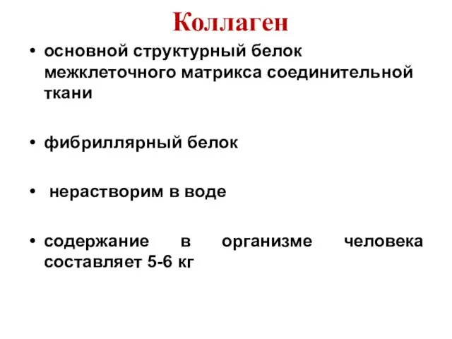 Коллаген основной структурный белок межклеточного матрикса соединительной ткани фибриллярный белок