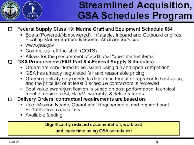 Federal Supply Class 19: Marine Craft and Equipment Schedule 084