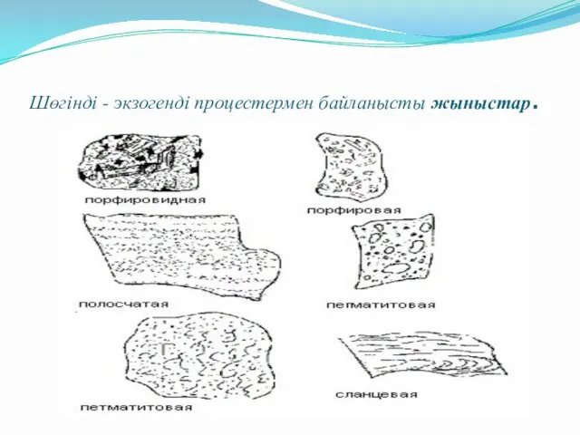 Шөгінді - экзогенді процестермен байланысты жыныстар.