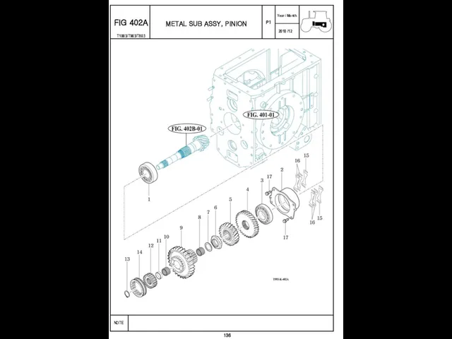 FIG 402A METAL SUB ASSY, PINION P1 136 T1003/T903/T803