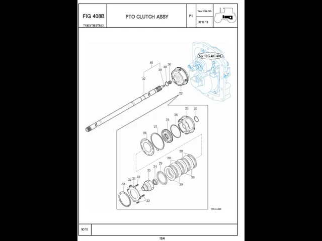 P1 FIG 408B 154 PTO CLUTCH ASSY T1003/T903/T803