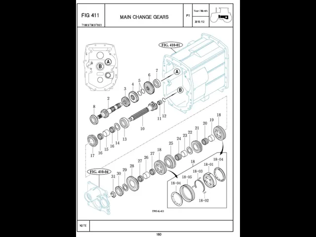 P1 FIG 411 160 MAIN CHANGE GEARS T1003/T903/T803