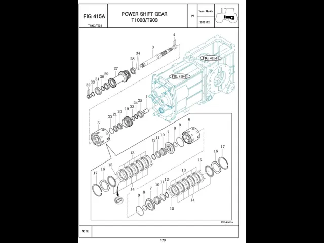 P1 FIG 415A 170 POWER SHIFT GEAR T1003/T903 T1003/T903