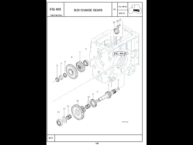 SUB CHANGE GEARS P1 FIG 403 140 T1003/T903/T803