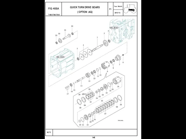 P1 FIG 405A 146 QUICK TURN DRIVE GEARS ( OPTION :AQ) T1003/T903/T803