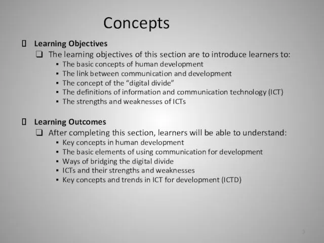 Concepts Learning Objectives The learning objectives of this section are to introduce learners