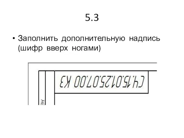 5.3 Заполнить дополнительную надпись (шифр вверх ногами)