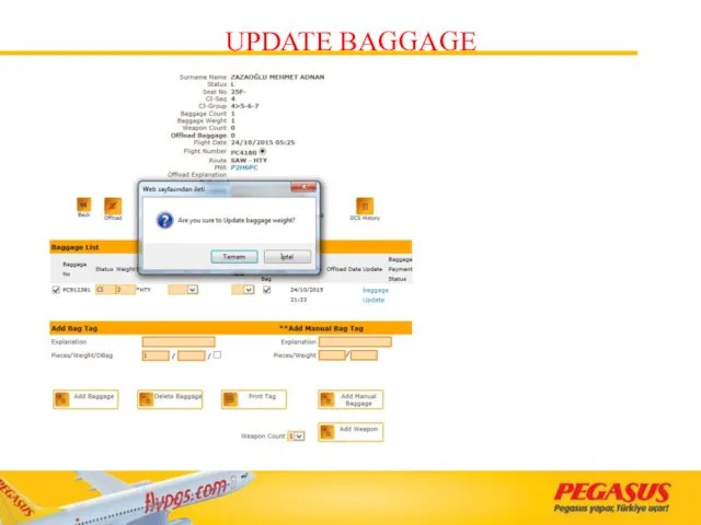 UPDATE BAGGAGE