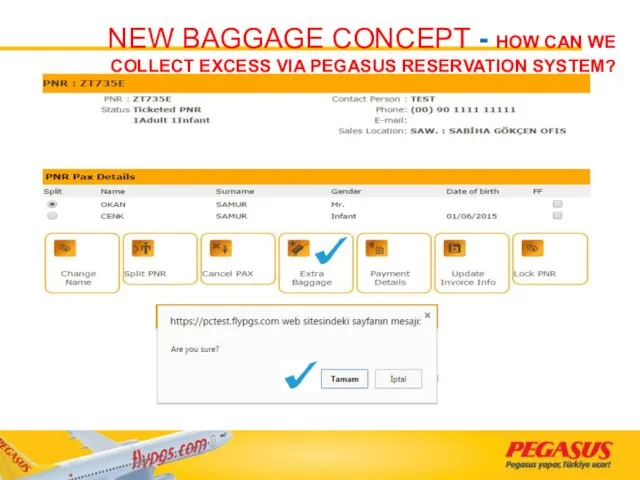 NEW BAGGAGE CONCEPT - HOW CAN WE COLLECT EXCESS VIA PEGASUS RESERVATION SYSTEM?