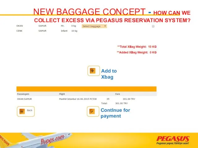 Add to Xbag ContInue for payment NEW BAGGAGE CONCEPT -