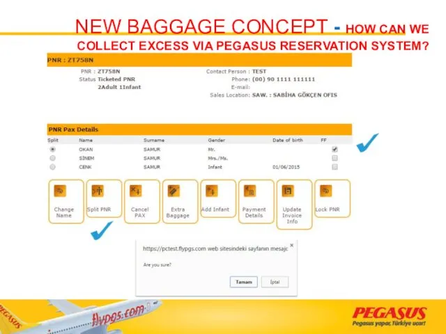 NEW BAGGAGE CONCEPT - HOW CAN WE COLLECT EXCESS VIA PEGASUS RESERVATION SYSTEM?