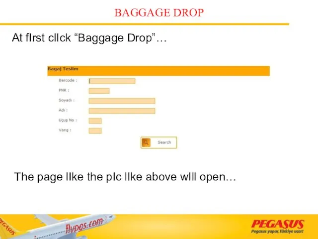 BAGGAGE DROP At fIrst clIck “Baggage Drop”… The page lIke the pIc lIke above wIll open…