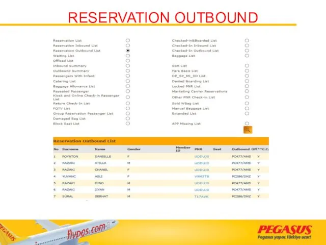 RESERVATION OUTBOUND