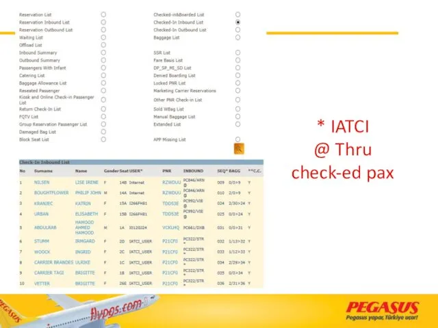 * IATCI @ Thru check-ed pax