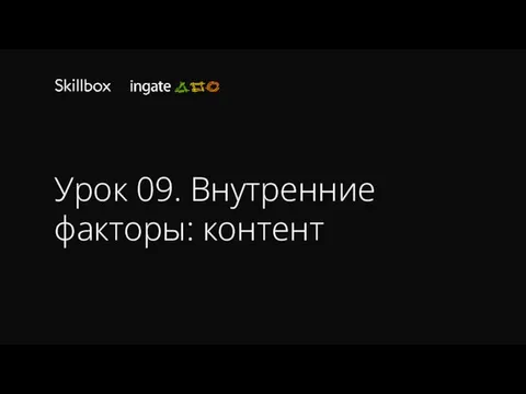 Урок 09. Внутренние факторы: контент