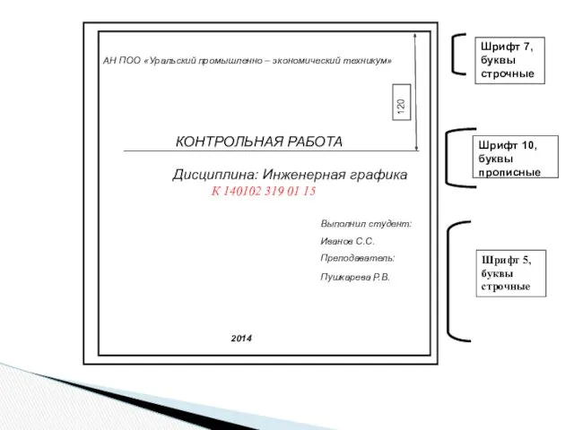 Шрифт 7, буквы строчные Шрифт 10, буквы прописные Шрифт 5,